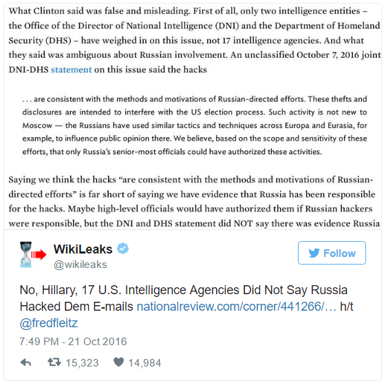 wikileaks hillary russia hack